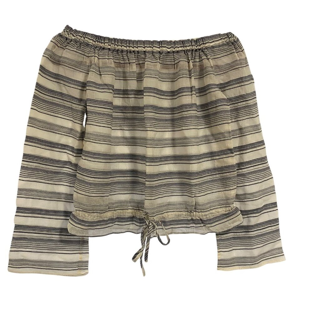Theory Odettah Vall‎ Striped Off Shoulder Top Size P (XS)